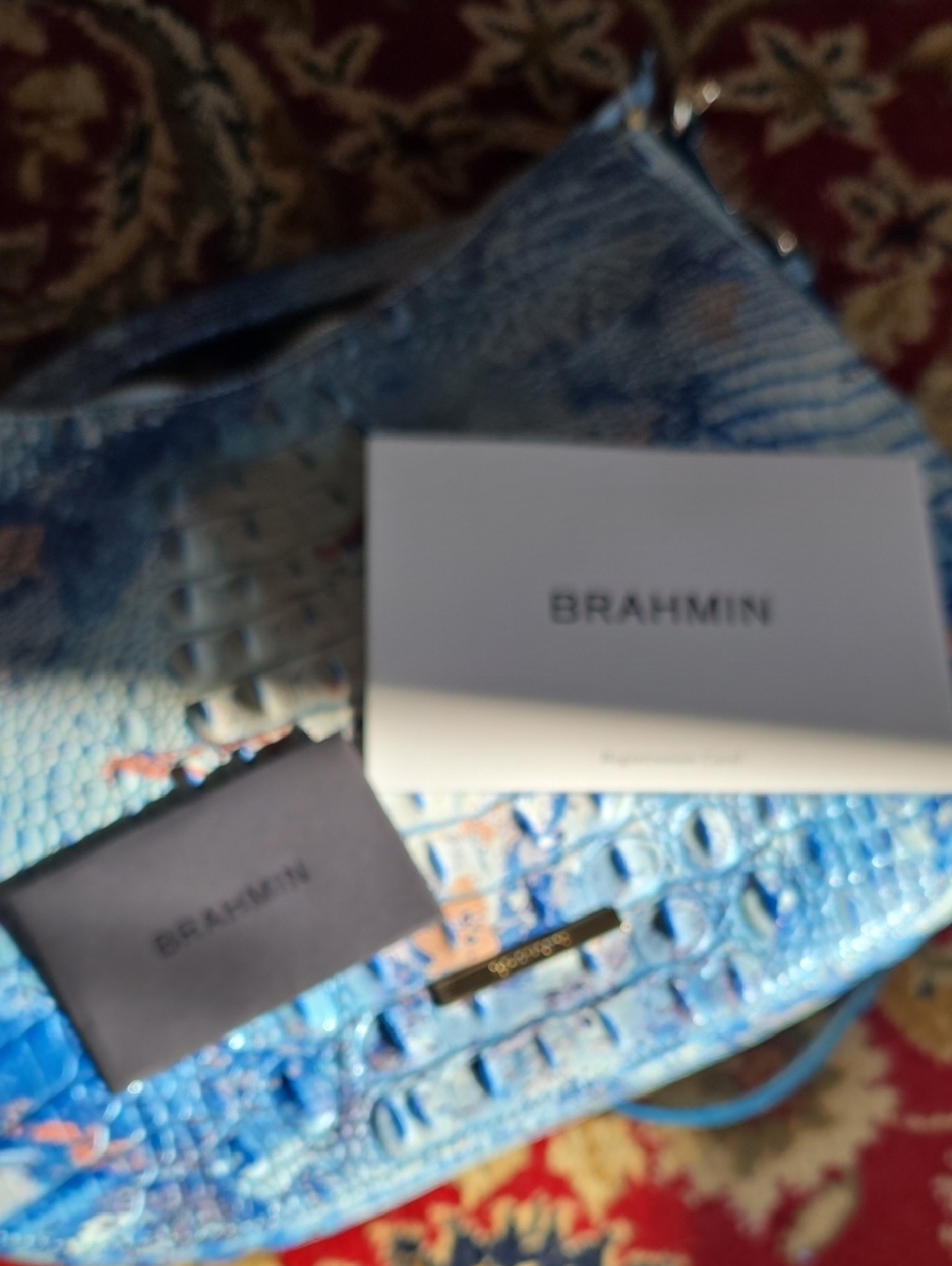 Brahmin Shayna crossbody bag in blue ombre croc-embossed leather - Picture 4 of 5